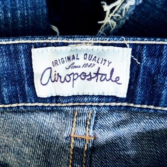 Aeropostale Ashley Ultra Skinny 5/6 Distressed Ankle/Cropped Denim Blue Jeans - Picture 10 of 12